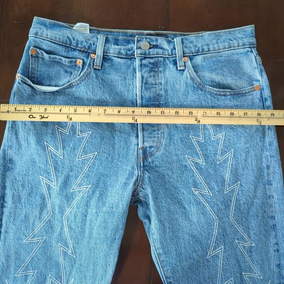 Levi's 501 Skinny Women Embroidered Jeans Del Norte High Waist Sz 31 L 30 - Picture 14 of 16